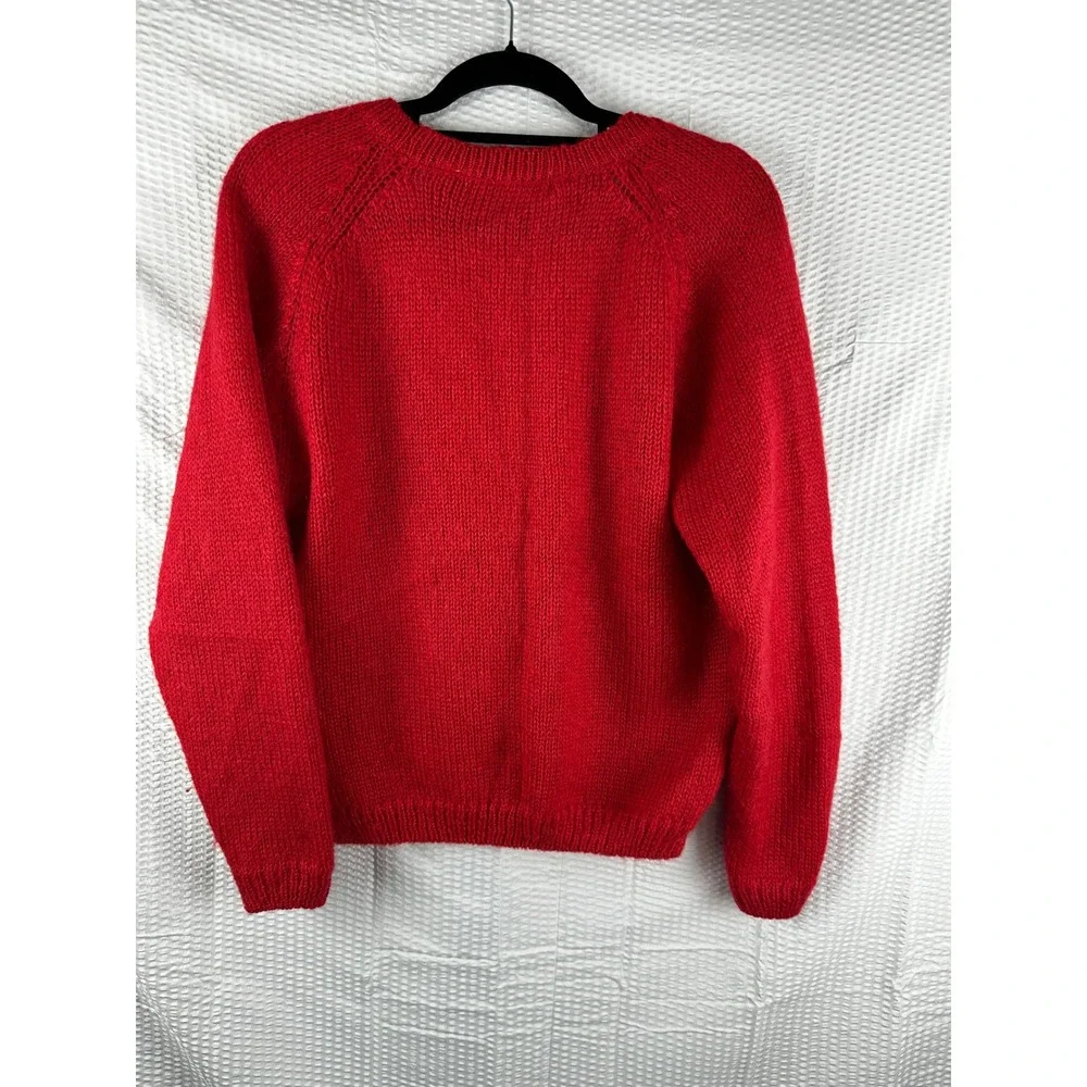 Vintage Bramble Lane Red Knit Cardigan 3 Button Front‎ Pockets Size SMALL